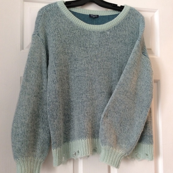 Splendid distressed blue on blue sweater xs oversized plus NWT - Picture 6 of 10